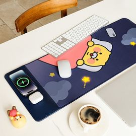 Kakao Friends Choonsik Wireless Charging Desk Mat | Dual 15W High-Speed Charging | Keyboard & Mouse All-in-One Pad | Designed in Korea